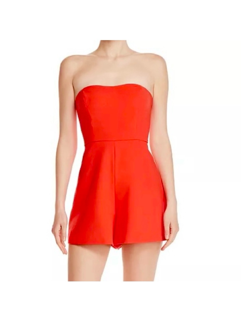 French Connection Coral-Red Spaghetti Strap Romper